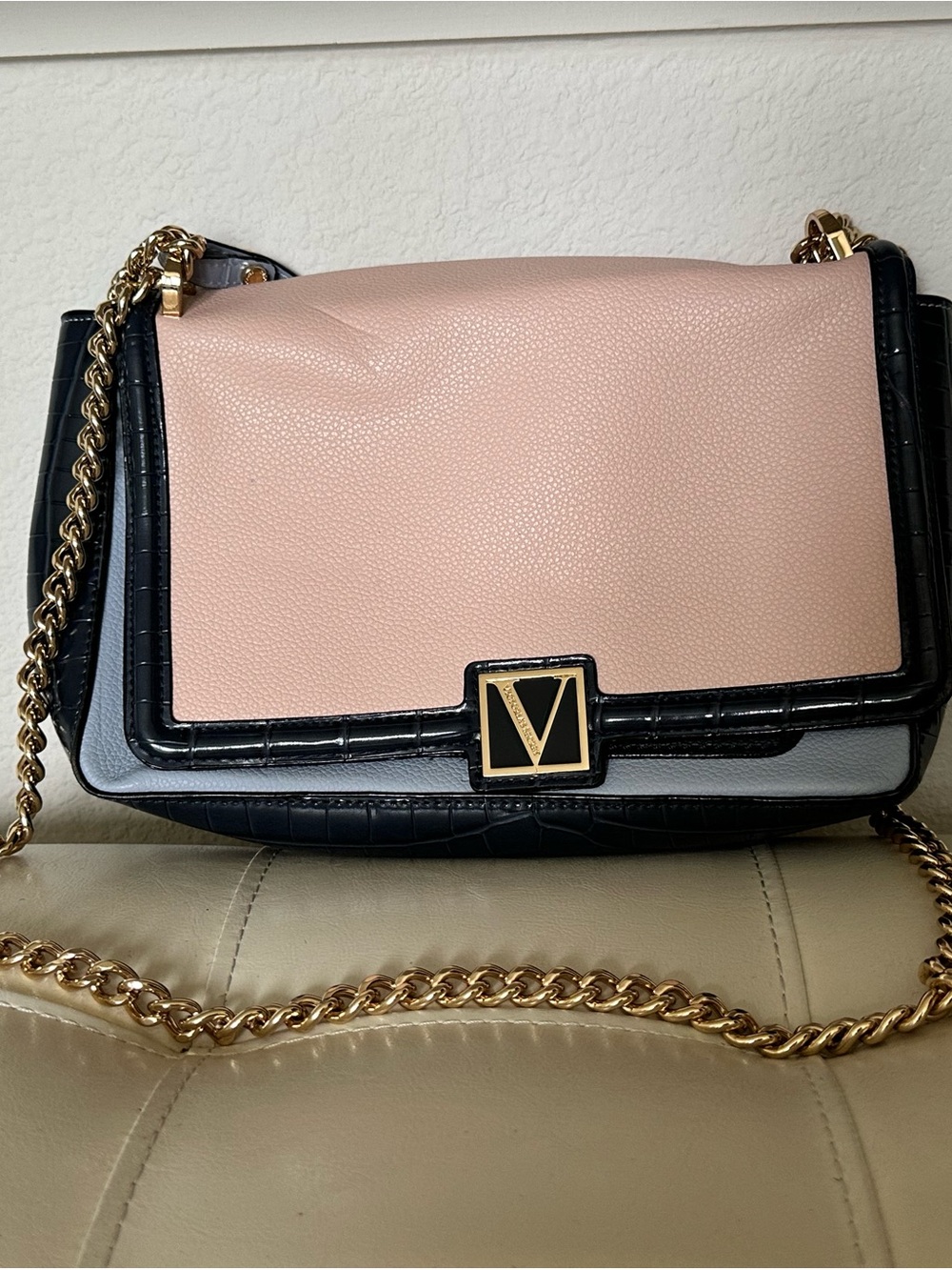 Victoria's Secret Pink and Black Chain Shoulder Crossbody Bag